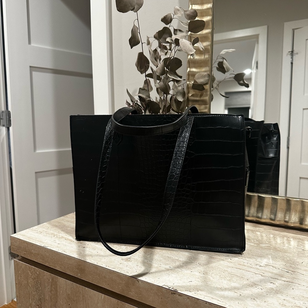 Bèis Mini Work Faux Croc Leather Tote